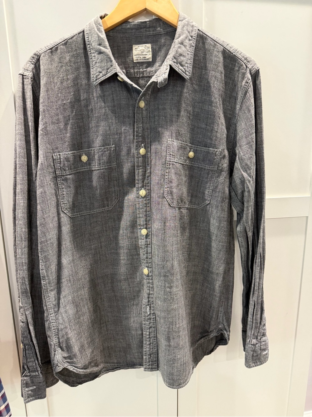 J. Crew Men's Heather Gray Long-Sleeve Button-Down Shirt
